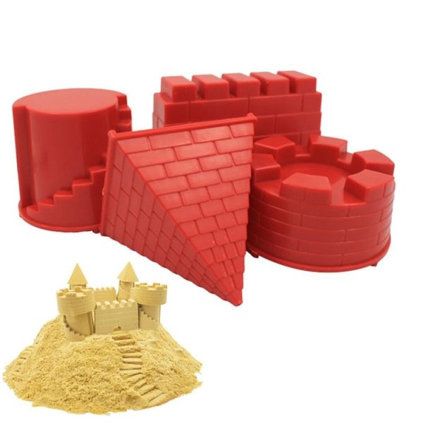 4 PCS Children Educational Toys Castle Molds Play Sand Tools (Red)