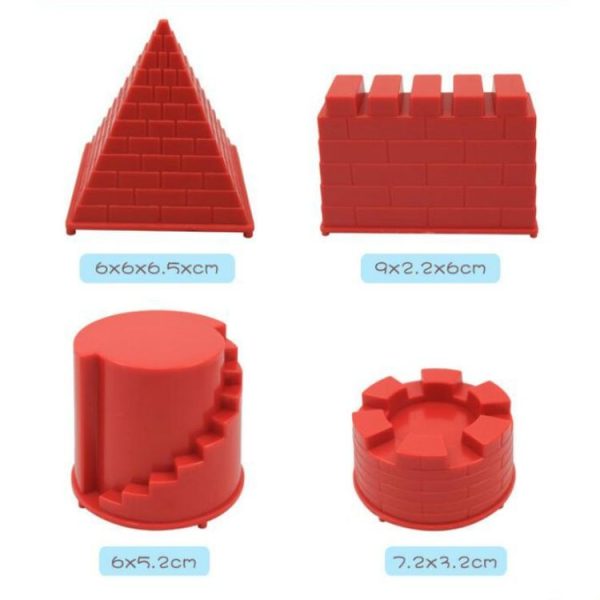 4 PCS Children Educational Toys Castle Molds Play Sand Tools (Red) - Image 3