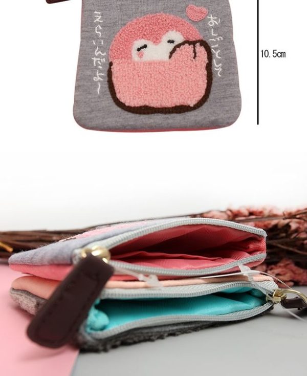 Cute Cartoon Penguin Plush Purse Wallet (Pink) - Image 3