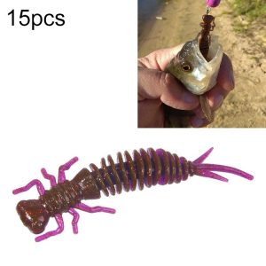 15 PCS 8-color Larvae Silicone Soft Bait Lure Bait, Size: 100MM (Purple)