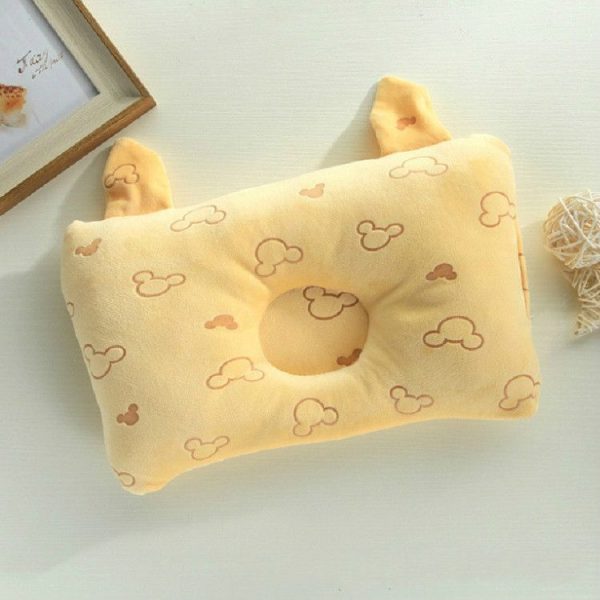 Rabbit Ear Shape Square Baby Pillow Baby Anti-head Pillow Newborn Multifunctional Pillow (Yellow)