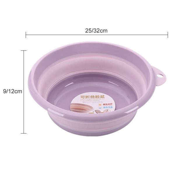 Folding Washbasin Outdoor Travel Portable Washtub, Size: 9x25cm (Purple) - Image 2