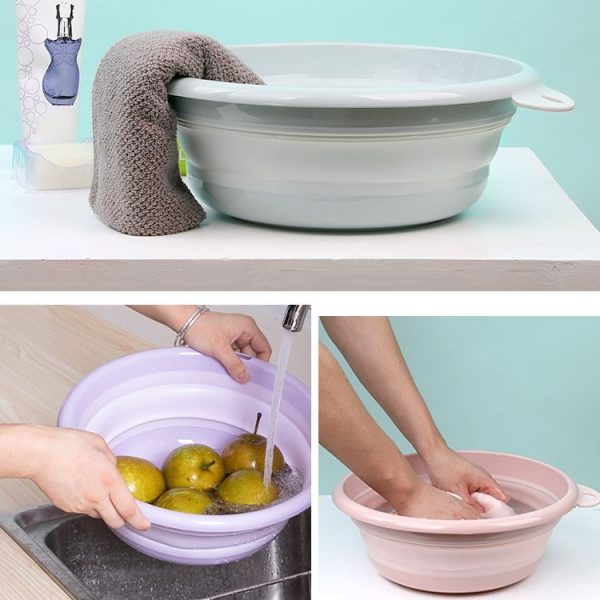 Folding Washbasin Outdoor Travel Portable Washtub, Size: 9x25cm (Purple) - Image 9
