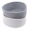 Round Hand-woven Basket Bedside Tabletop Snacks Debris Basket Storage Basket, Size: Small (White) - Image 3