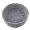 Round Hand-woven Basket Bedside Tabletop Snacks Debris Basket Storage Basket, Size: Small (White) - Image 4