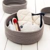 Round Hand-woven Basket Bedside Tabletop Snacks Debris Basket Storage Basket, Size: Small (White) - Image 6