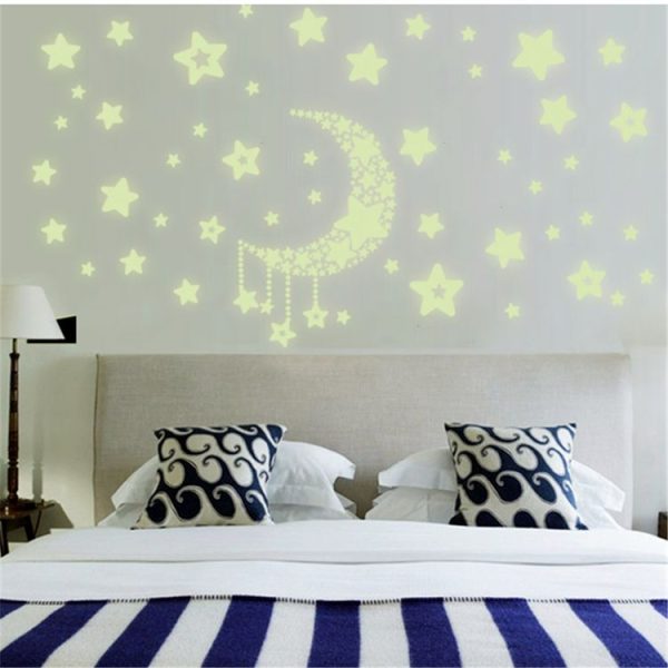 2 PCS Moon Stars Luminous Stickers Children Room Dormitory Permanent Light Decorative Wall Stickers - Image 3