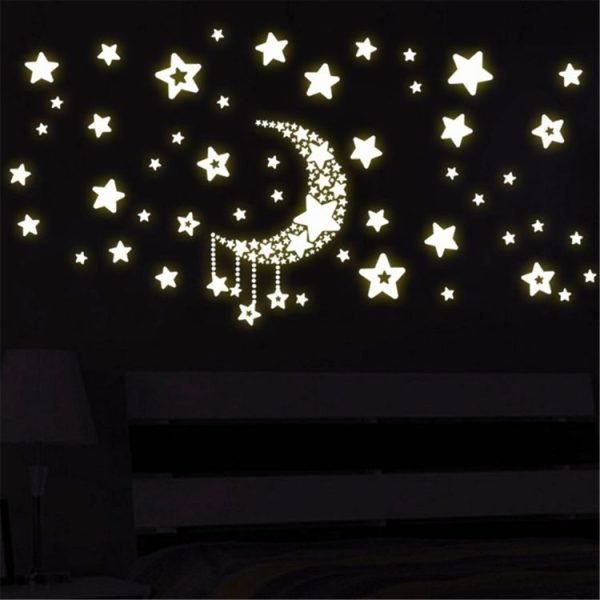 2 PCS Moon Stars Luminous Stickers Children Room Dormitory Permanent Light Decorative Wall Stickers - Image 4