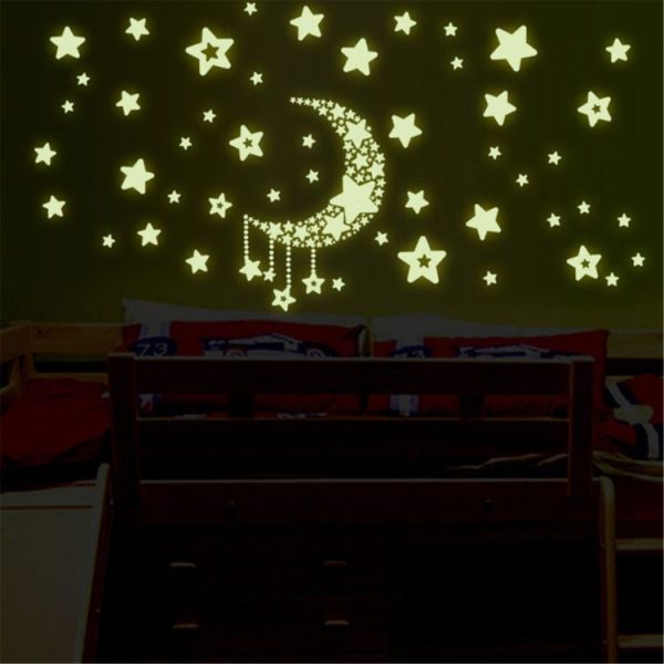2 PCS Moon Stars Luminous Stickers Children Room Dormitory Permanent Light Decorative Wall Stickers - Image 5