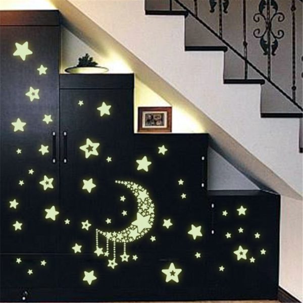 2 PCS Moon Stars Luminous Stickers Children Room Dormitory Permanent Light Decorative Wall Stickers - Image 6