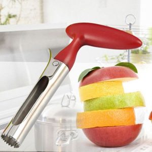 Stainless Steel Kitchen Core Extract Apple Knife Fruit Splitter Cut Fruit Corer (Red)
