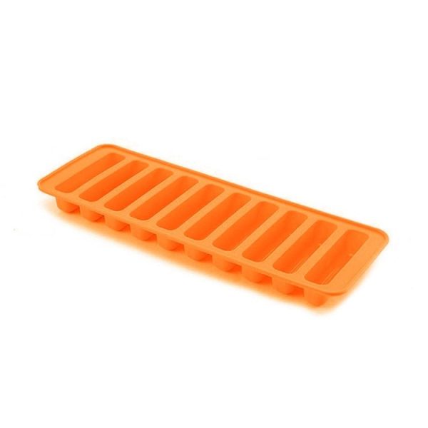 10 Even Strips of Silicone Mold Sausage Hot Dog Ham Cake Baking Finger Biscuit Mold (Orange) - Image 2