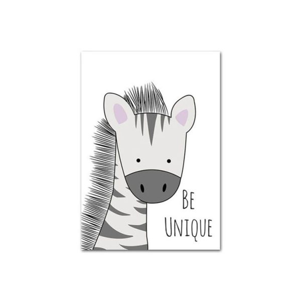 Nursery Wall Art Poster Animal Painting Kids Bedroom Decoration, Size: 40x50cm (Zebra) - Image 2