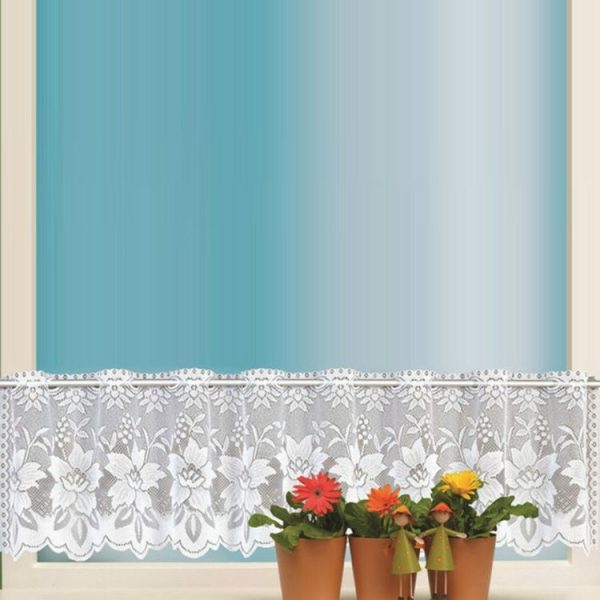 White Translucent Coffee Curtain Tulle Lace Sheer Warp Knitted Jacquard Curtains Bedroom Curtains, Size: Lower Curtain (JHM-04)