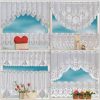 White Translucent Coffee Curtain Tulle Lace Sheer Warp Knitted Jacquard Curtains Bedroom Curtains, Size: Upper Curtain (JHM-04) - Image 4