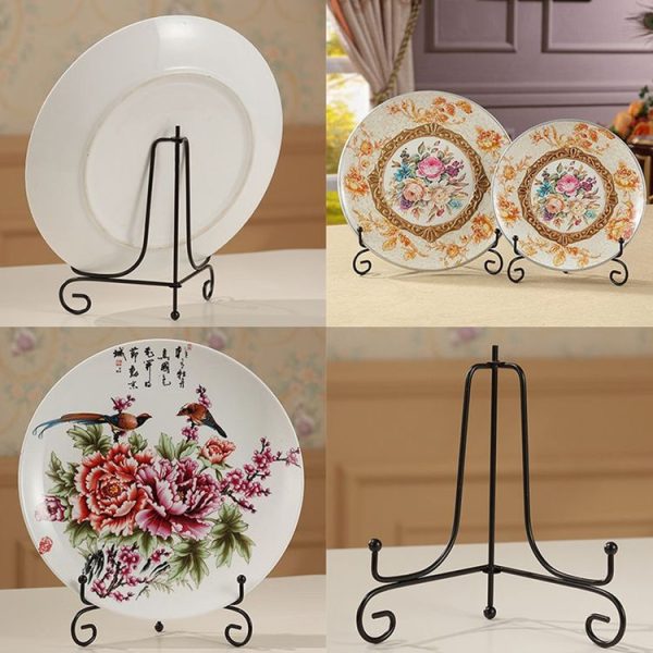 Painted Iron Swing Plate Bracket Ceramic Disc Bracket Crafts Certificate Medal Display Stand, Color: 4 Inches - Image 7