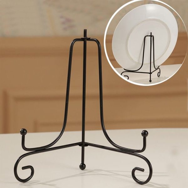 Painted Iron Swing Plate Bracket Ceramic Disc Bracket Crafts Certificate Medal Display Stand, Color: 5 Inches