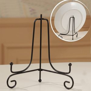 Painted Iron Swing Plate Bracket Ceramic Disc Bracket Crafts Certificate Medal Display Stand, Color: 7 Inches