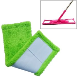 Coral Flannel Head Padded Flat Replacement Household Company Cleaning Mop Cloth Rag (Green)