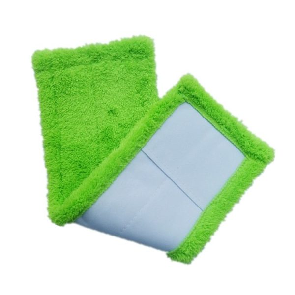 Coral Flannel Head Padded Flat Replacement Household Company Cleaning Mop Cloth Rag (Green) - Image 2