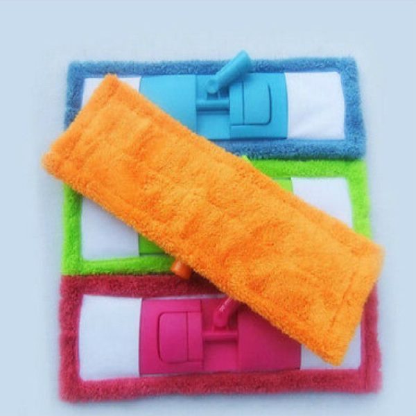 Coral Flannel Head Padded Flat Replacement Household Company Cleaning Mop Cloth Rag (Green) - Image 4