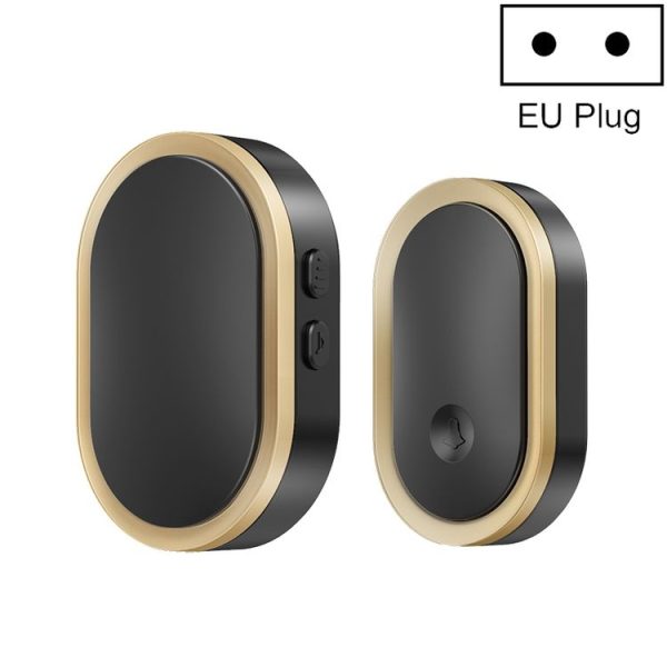 CACAZI A99 Home Smart Remote Control Doorbell Elderly Pager, Style: EU Plug (Black Gold)