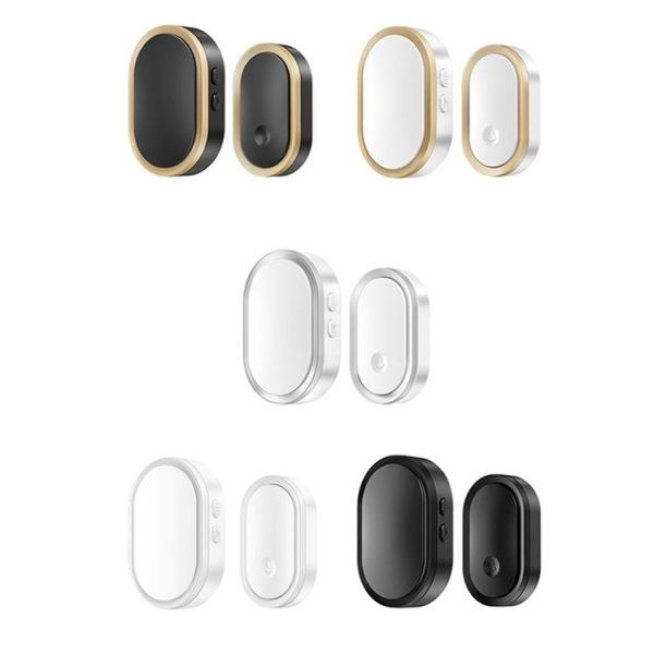 CACAZI A99 Home Smart Remote Control Doorbell Elderly Pager, Style: EU Plug (Black Gold) - Image 2