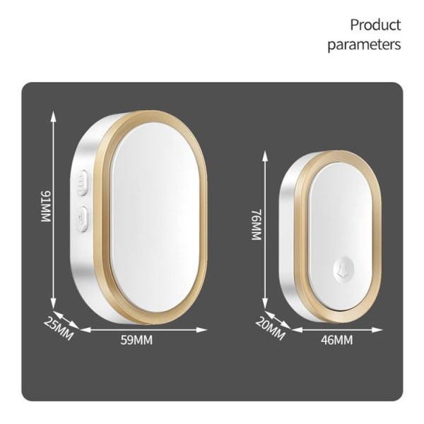 CACAZI A99 Home Smart Remote Control Doorbell Elderly Pager, Style: EU Plug (Black Gold) - Image 6