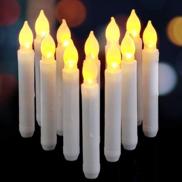 12pcs / Box LED Electronic Candle Light Flameless Long Rod Christmas Candle, Spec: Flashing Warm White Light - Image 2
