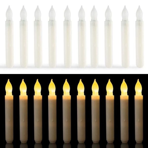 12pcs / Box LED Electronic Candle Light Flameless Long Rod Christmas Candle, Spec: Flashing Warm White Light - Image 6