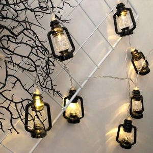 3m 20LEDs Christmas Lantern Festival Decoration Retro Kerosene Lamp LED String (Black)