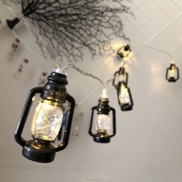 3m 20LEDs Christmas Lantern Festival Decoration Retro Kerosene Lamp LED String (Black) - Image 2