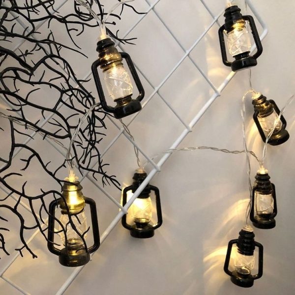 3m 20LEDs Christmas Lantern Festival Decoration Retro Kerosene Lamp LED String (Black) - Image 3