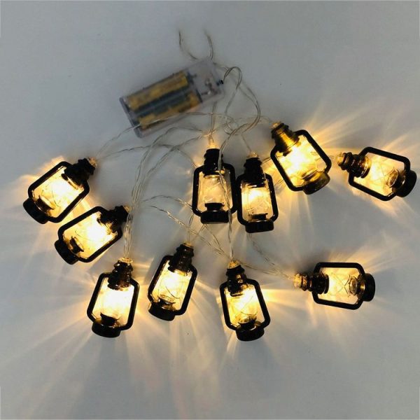 3m 20LEDs Christmas Lantern Festival Decoration Retro Kerosene Lamp LED String (Black) - Image 4