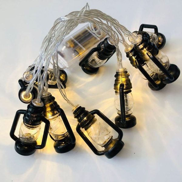 3m 20LEDs Christmas Lantern Festival Decoration Retro Kerosene Lamp LED String (Black) - Image 5