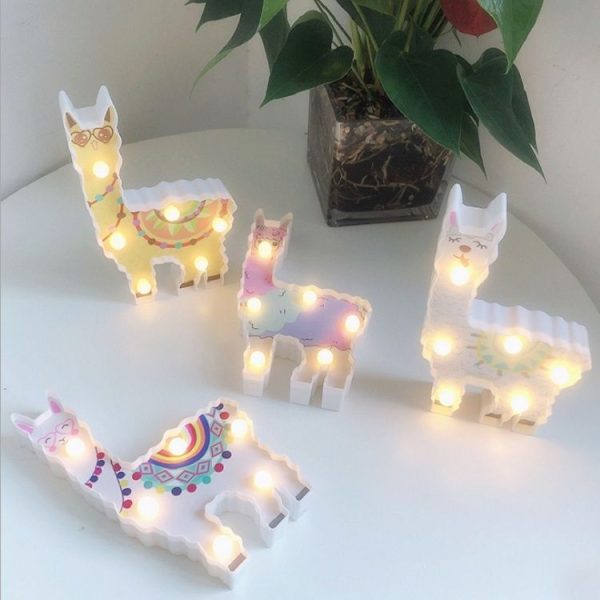 LED Painted Lantern Alpaca Night Light Holiday Decoration Room Posing Style Light (White Tongue) - Image 3
