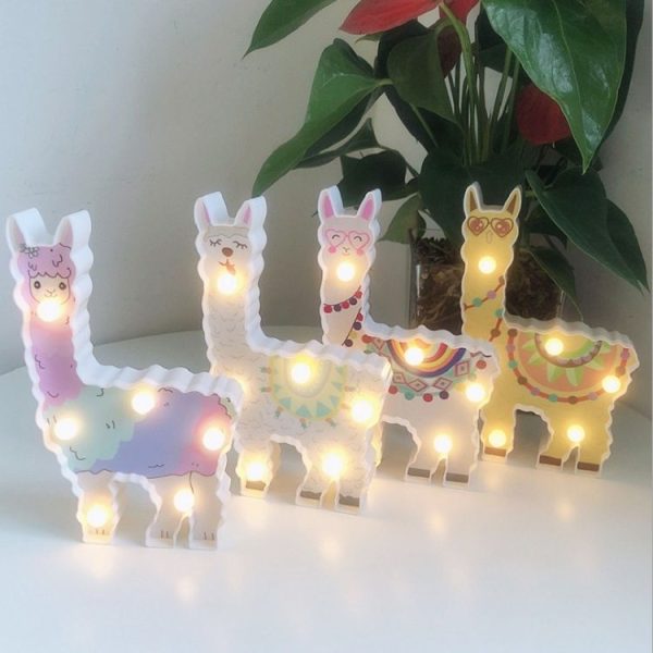 LED Painted Lantern Alpaca Night Light Holiday Decoration Room Posing Style Light (White Tongue) - Image 4