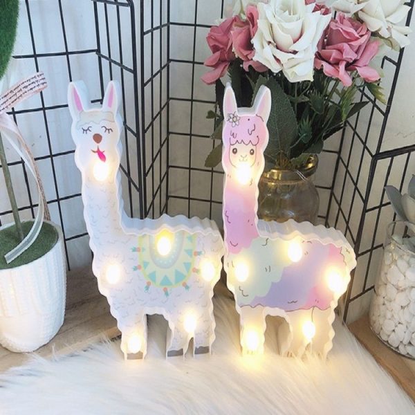 LED Painted Lantern Alpaca Night Light Holiday Decoration Room Posing Style Light (White Tongue) - Image 5
