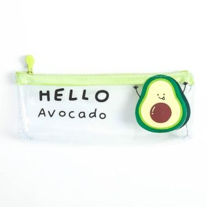 Creative Avocado Transparent Simple Portable Large Capacity Storage Bag Pencil Case Hello Avocado