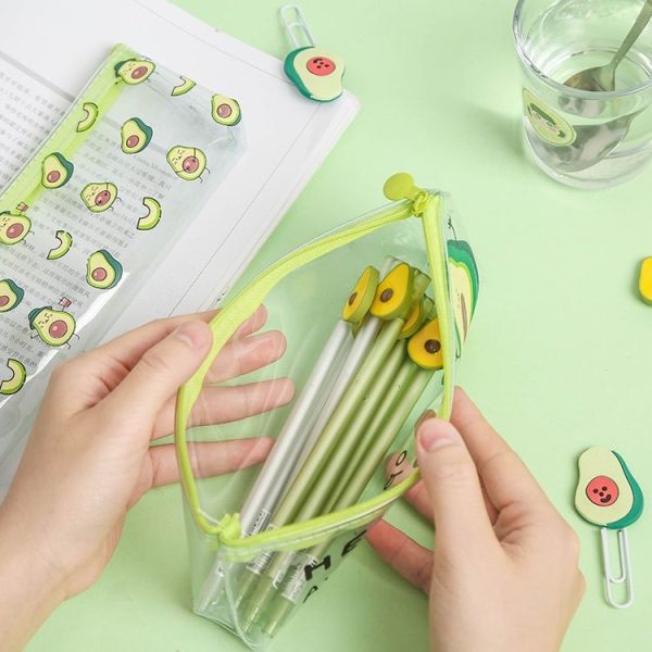 Creative Avocado Transparent Simple Portable Large Capacity Storage Bag Pencil Case Hello Avocado - Image 4