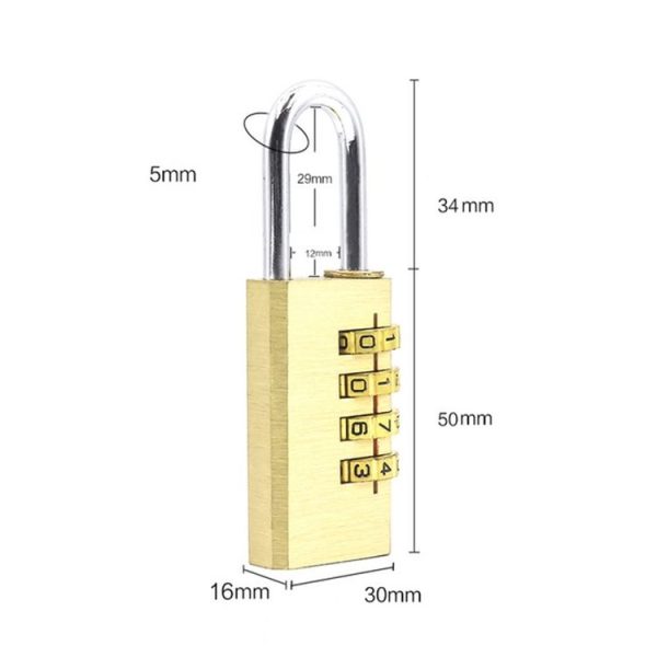 Four-digit Brass Code Padlock Security Gym Door Lock, Size: 73 x 30 x 16 mm (Brass) - Image 4