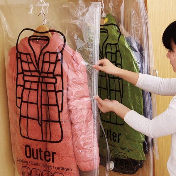 2 PCS Side Pull Hanging Vacuum Compression Bag Clothes Storage Finishing Dust Cover - Image 4