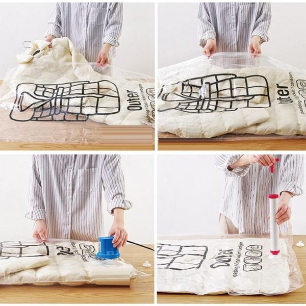 2 PCS Side Pull Hanging Vacuum Compression Bag Clothes Storage Finishing Dust Cover - Image 6