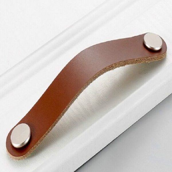 Kitchen Cabinet Wardrobe Leather Door Handle Drawer Pull, Specification: Light Coffee 128