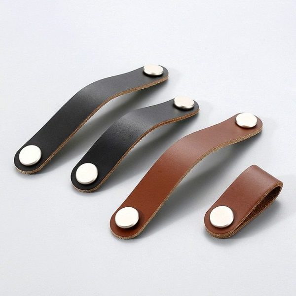 Kitchen Cabinet Wardrobe Leather Door Handle Drawer Pull, Specification: Light Coffee 128 - Image 4