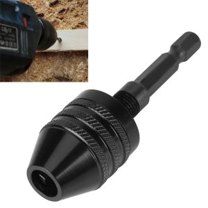 Hex Shank Mini Drill Chuck Conversion Three Jaw Chuck Power Tool, Model: Hex Shank Black Chuck (0.8-8mm)A