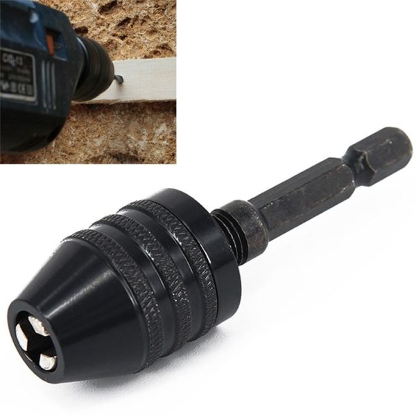 Hex Shank Mini Drill Chuck Conversion Three Jaw Chuck Power Tool, Model: Hex Shank Black Chuck (0.3-3.6mm)