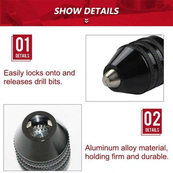 Hex Shank Mini Drill Chuck Conversion Three Jaw Chuck Power Tool, Model: Hex Shank Black Chuck (0.3-3.6mm) - Image 5