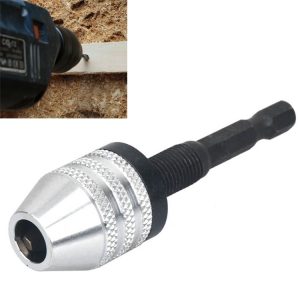 Hex Shank Mini Drill Chuck Conversion Three Jaw Chuck Power Tool, Model: Hex Shank Silver Chuck (0.3-3.6mm)