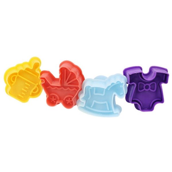 4 in 1 3D Baby Series Biscuit Mold Fondant Pressing Tools, Random Color Delivery - Image 2